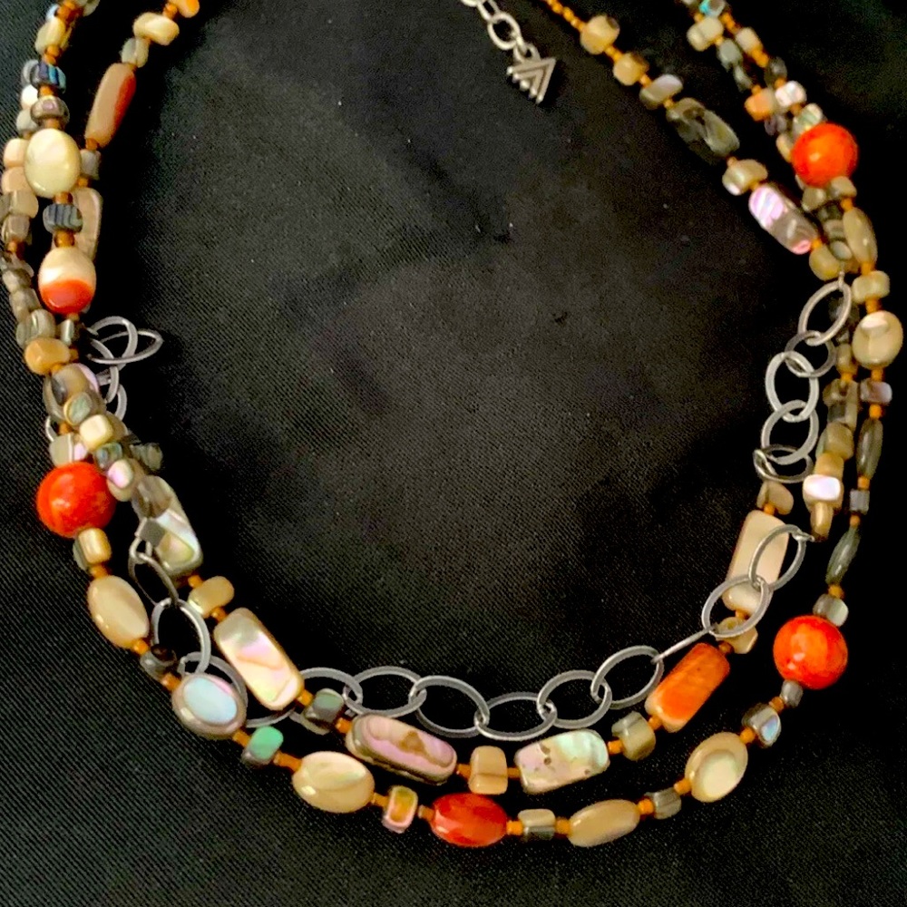 SILPADA Sterling Silver, Three Strand Fiesta
Fun Coral Abalone Necklace - Picture 1 of 10
